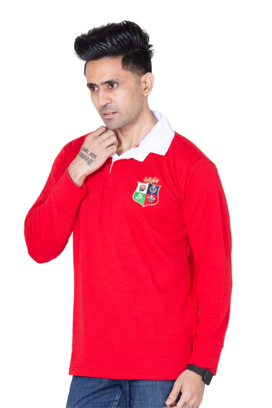 Men’s Classic Rugby Long Sleeve Jersey | Button Down Collar Fan Shirt | Sizes S–5XL