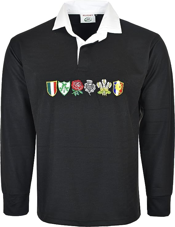 Six Nations Rugby Training Shirt-Men Long Sleeve Athletic Sports Top Size S-5XL