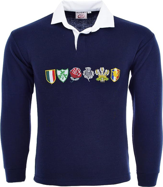 Six Nations Rugby Training Shirt-Men Long Sleeve Athletic Sports Top Size S-5XL