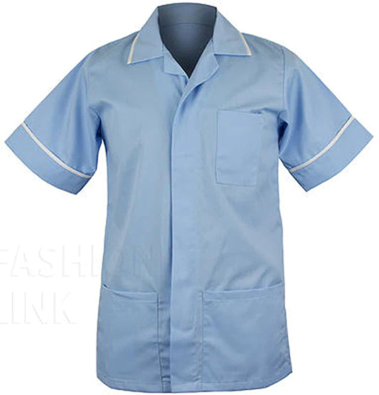 Male Poly Cotton Tunic FNMT01 | Size S to XXL | Sky/White