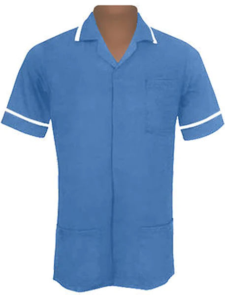 Male Poly Cotton Tunic FNMT01 | Size S to XXL | Hospital Blue