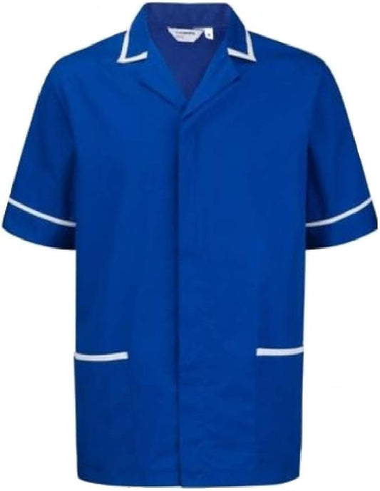 Male Poly Cotton Tunic FNMT01 | Size S to XXL | Royal Blue/White