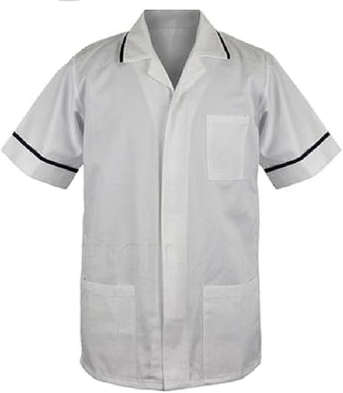 Male Poly Cotton Tunic FNMT01 | Size S to XXL | White/Navy