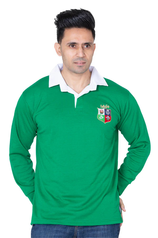 Men’s Classic Rugby Long Sleeve Jersey | Button Down Collar Fan Shirt | Sizes S–5XL