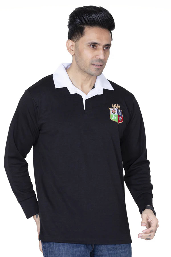Men’s Classic Rugby Long Sleeve Jersey | Button Down Collar Fan Shirt | Sizes S–5XL