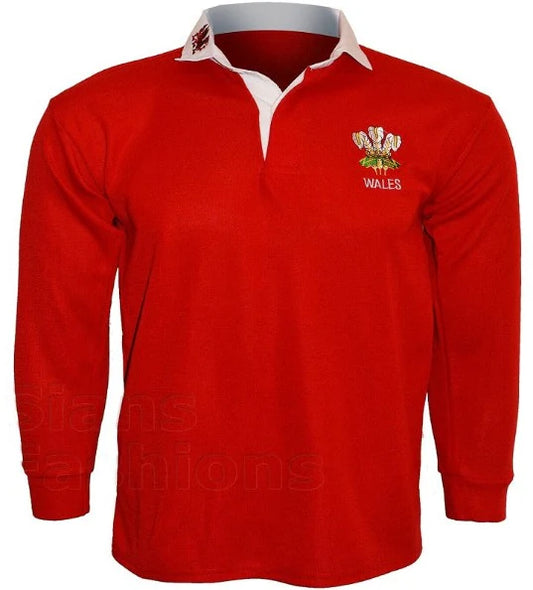 Men’s Wales Rugby Shirt Long Sleeve Sports Jersey