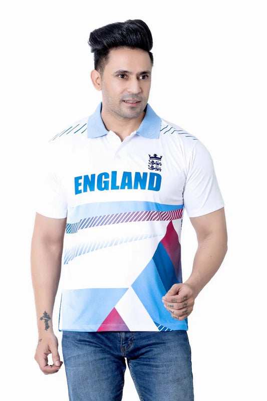 Men's England Cricket Fan Jersey | Short Sleeve Polo T-Shirt | S to XXL
