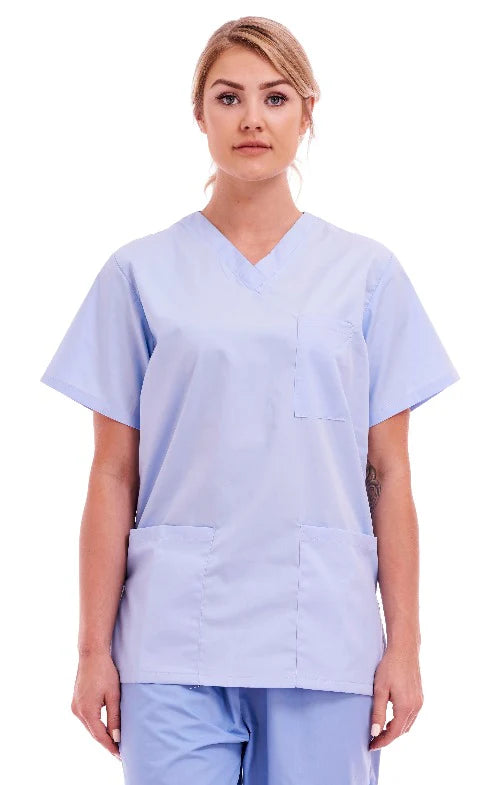 Unisex Smart Scrub Tunic Nurse Uniform | Size XS to XXL | Sky Blue Tunic