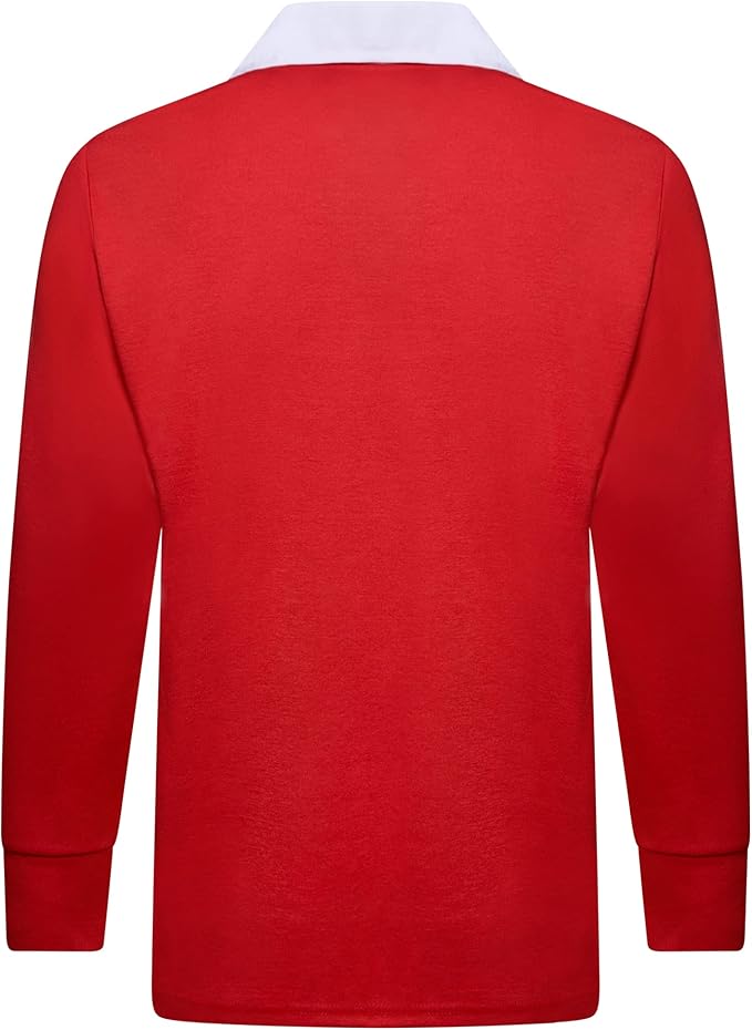 Men's Plain Rugby Long Sleeve T-Shirt - Poly Cotton Classic Fit (S-5XL)