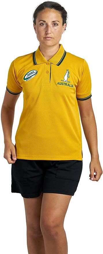 Women's Australia Rugby T Shirt - Yellow Short Sleeve Performance Top
