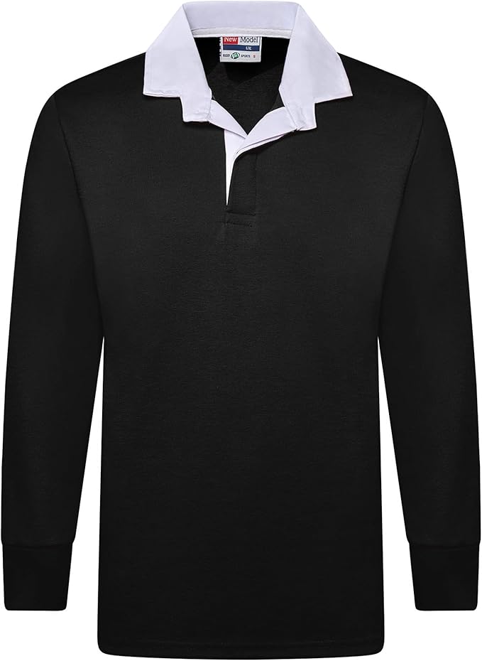 Men's Plain Rugby Long Sleeve T-Shirt - Poly Cotton Classic Fit (S-5XL)