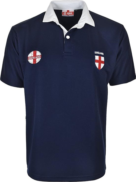 England Football T-Shirt for Men – Short Sleeve Polo Style | Sizes S–5XL