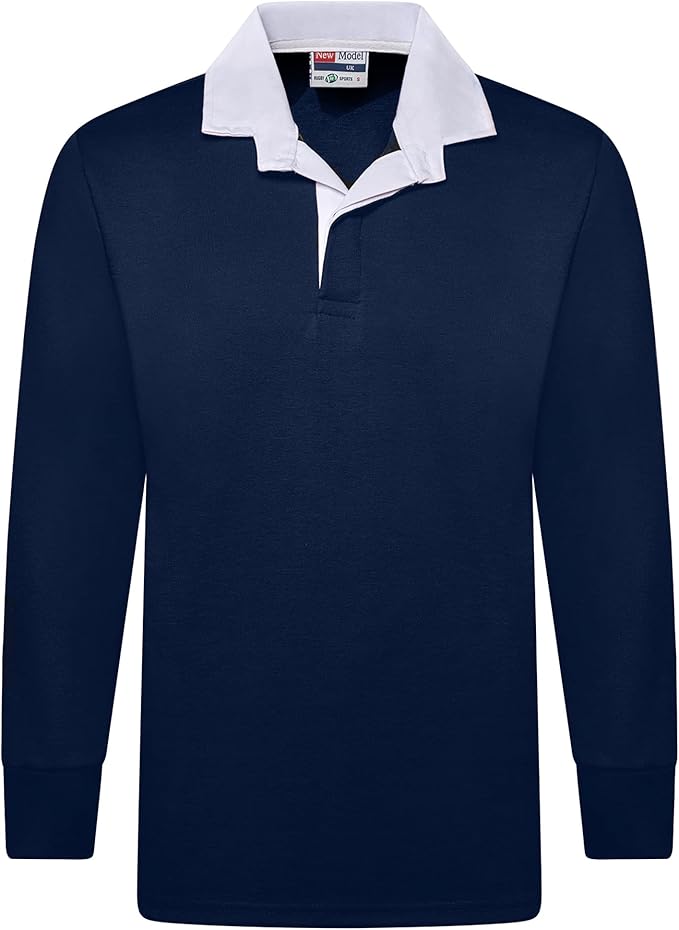 Men's Plain Rugby Long Sleeve T-Shirt - Poly Cotton Classic Fit (S-5XL)