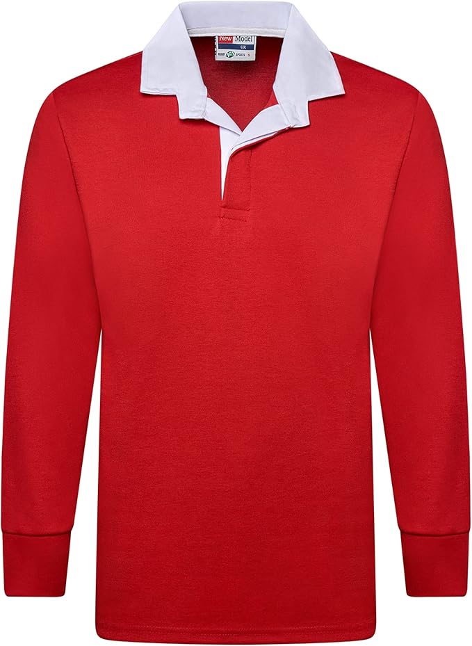 Men's Plain Rugby Long Sleeve T-Shirt - Poly Cotton Classic Fit (S-5XL)