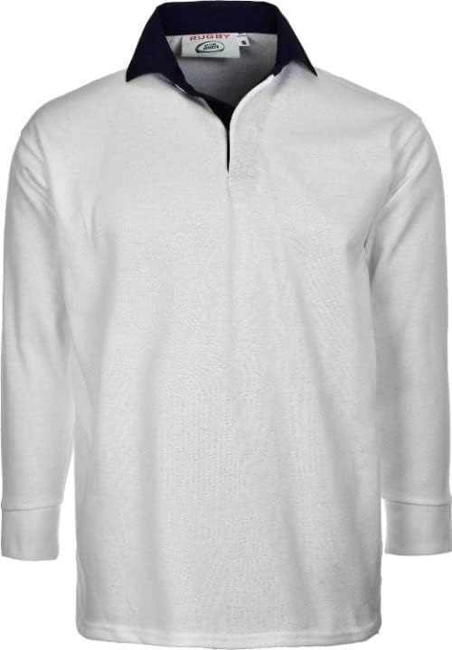 Men's Plain Rugby Long Sleeve T-Shirt - Poly Cotton Classic Fit (S-5XL)