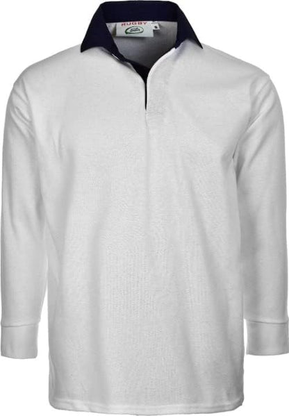 Men's Plain Rugby Long Sleeve T-Shirt - Poly Cotton Classic Fit (S-5XL)