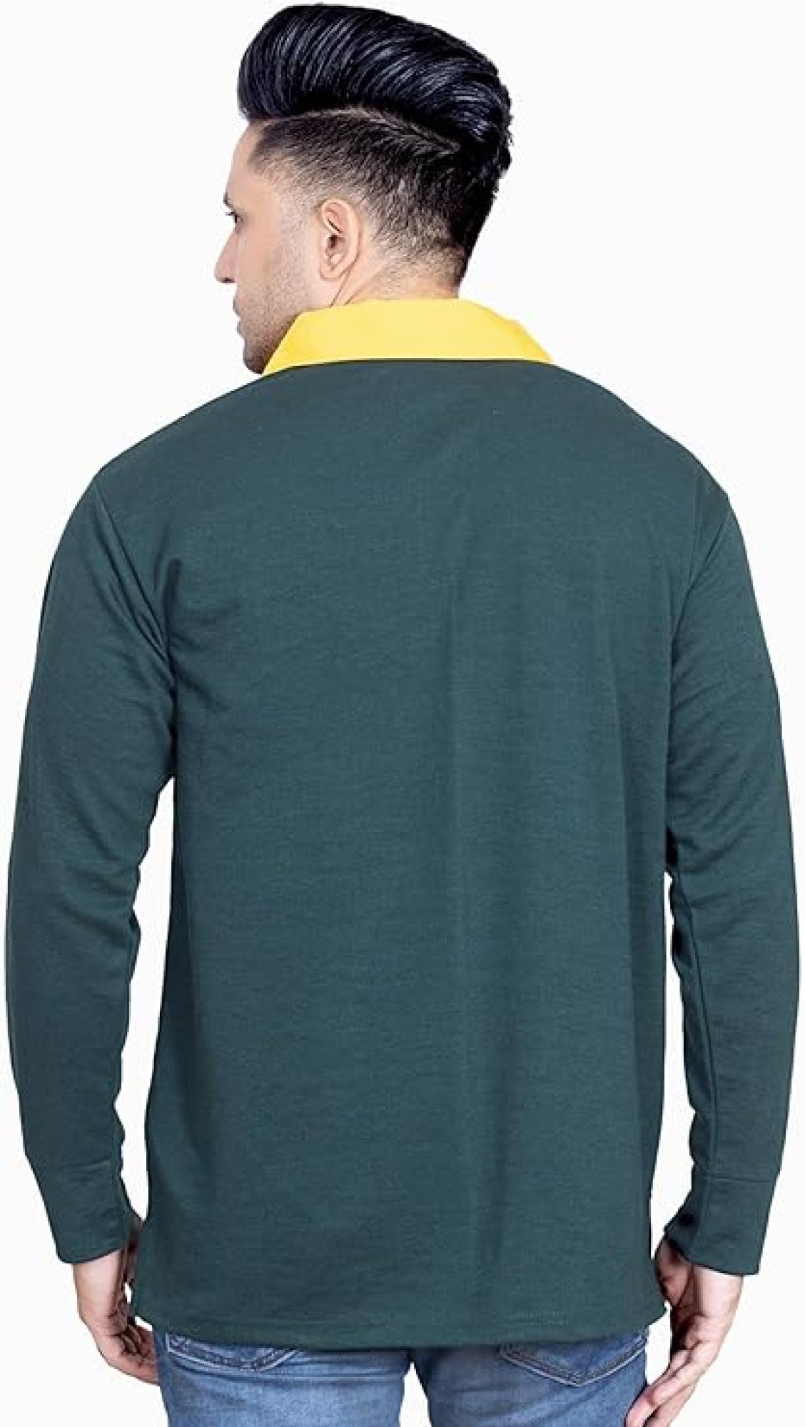 Men's Plain Rugby Long Sleeve T-Shirt - Poly Cotton Classic Fit (S-5XL)